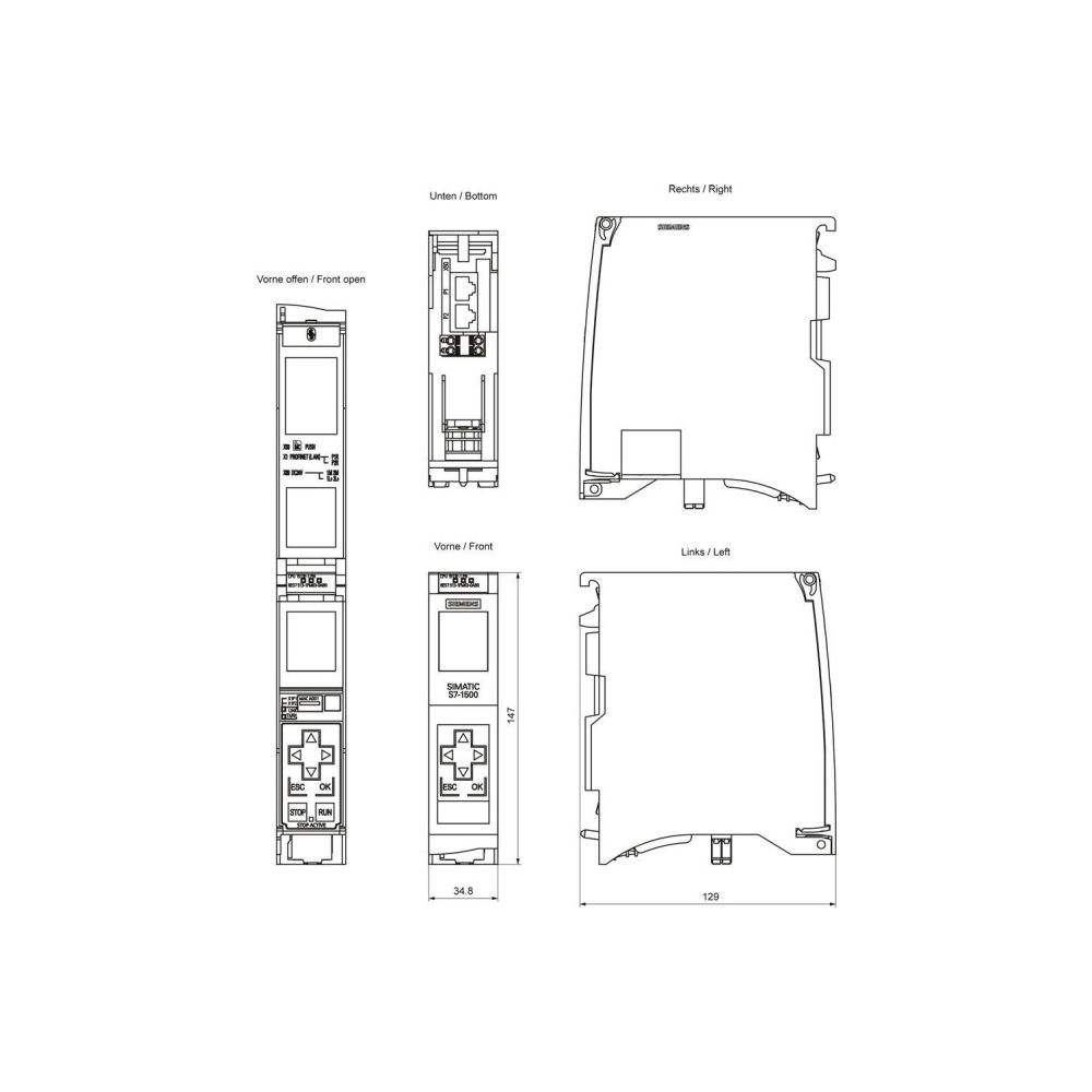 Siemens SIMATIC S7-1500F CPU 1513F-1 PN modular 3400kB 35x147x129mm 6ES7513-1... SIEMENS-6ES75131FM030AB0 4047623412502 (Abb. 3)