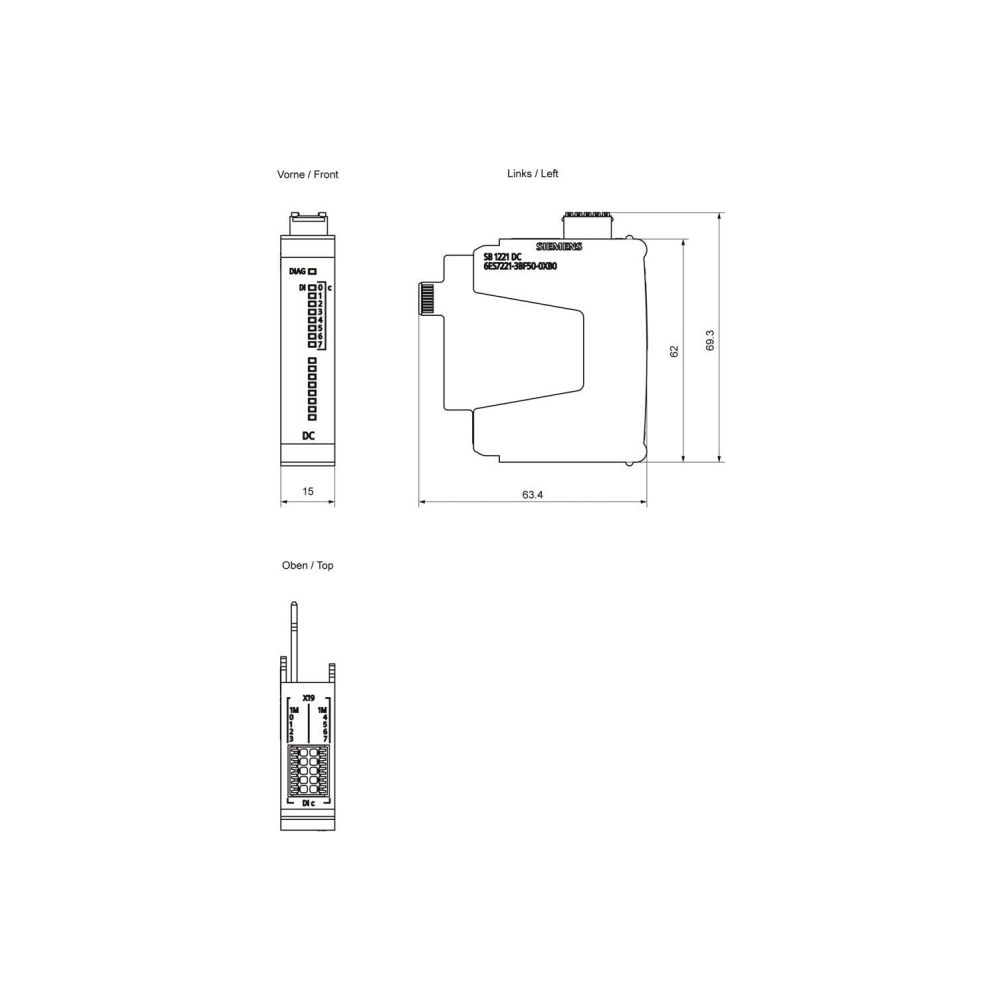Siemens SIMATIC S7-1200 SB 1221 Signalboard 8 digitale Eingänge 24VDC 15x62x6... SIEMENS-6ES72213BF500XB0 4047623417187 (Abb. 2)