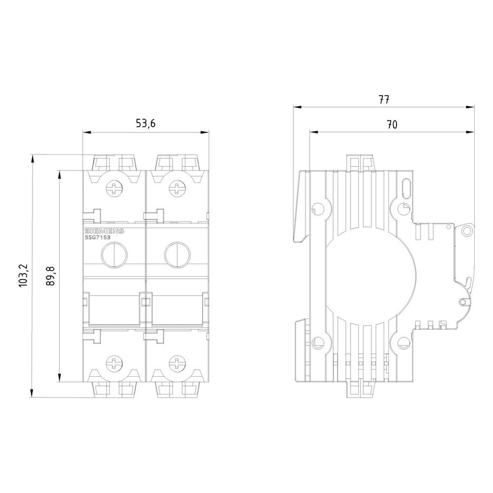 Siemens MinIZED-Lasttrennschalter 5SG7153 2-polig 63A 230V Baugröße D02 für NEOZED-Sic... SIEMENS-5SG7153 4001869319261 (Abb. 2)