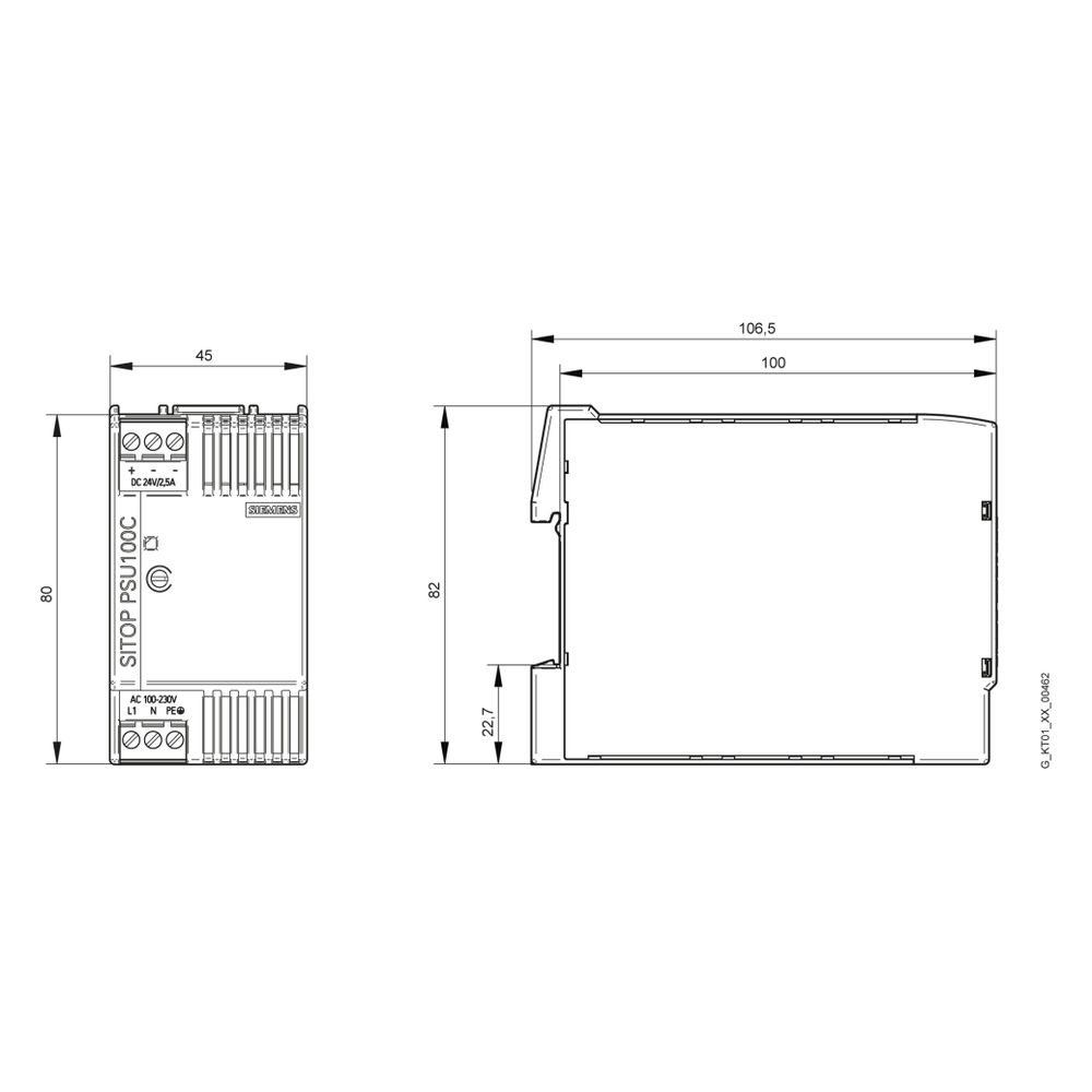 Siemens SITOP PSU100C Stromversorgung 24V 2,5A 60W geregelt Tragschienenmontage I... SIEMENS-6EP13325BA00 4025515152613 (Abb. 8)