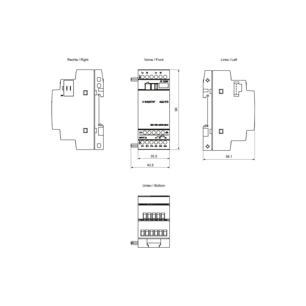 Siemens LOGO! AM2 RTD Erweiterungsmodul 2AE -50 bis 200 Grad C 90x35,5x58mm 6... SIEMENS-6ED10551MD000BA2 4034106029524 (Abb. 2)