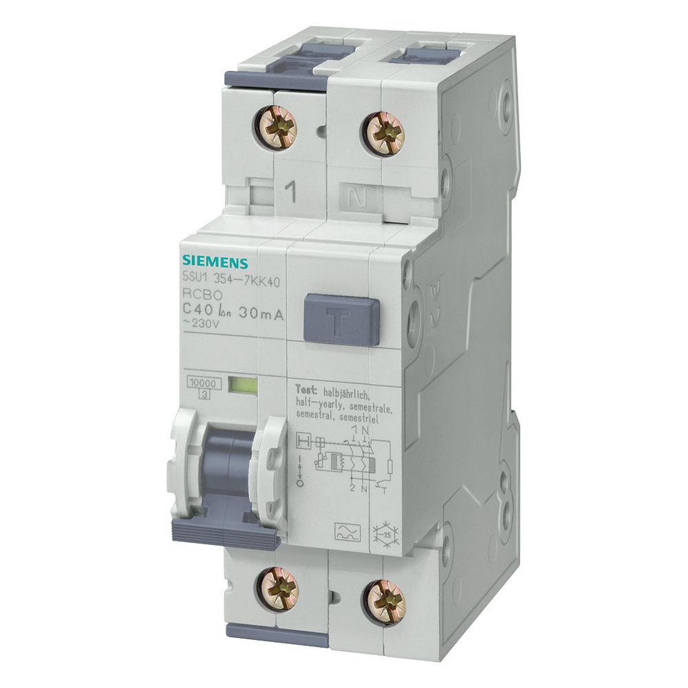 Siemens FI/LS-Schalter 5SU1354-6KK10 Typ A B10A 30mA 2-polig 10kA 2TE... SIEMENS-5SU13546KK10 4001869307732 (Abb. 5)