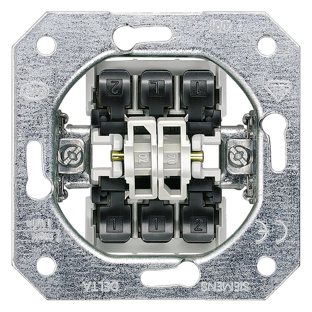 Siemens DELTA Doppel-Wechselschalter Basiselement Unterputz 10A 250V 70x70x32mm 5TA211... SIEMENS-5TA2118 4001869038032 (Abb. 4)