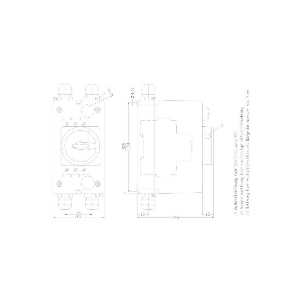 Siemens Aufbaugehäuse IP55 mit N- und PE-Klemme 155x85x126mm 3RV19231CA00... SIEMENS-3RV19231CA00 4011209517875 (Abb. 2)