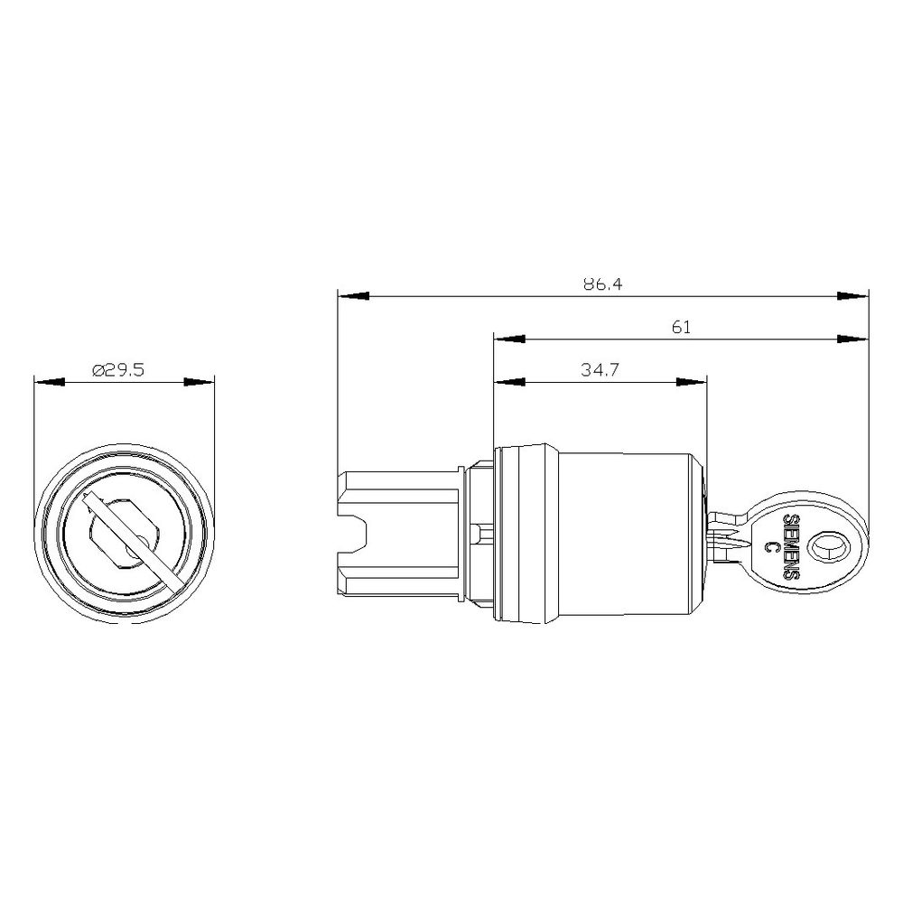 Siemens Schlüsselschalter 3SU1000-5BF11-0AA0 2 Schaltstellungen IP67/IP69K 22... SIEMENS-3SU10005BF110AA0 4011209950627 (Abb. 3)