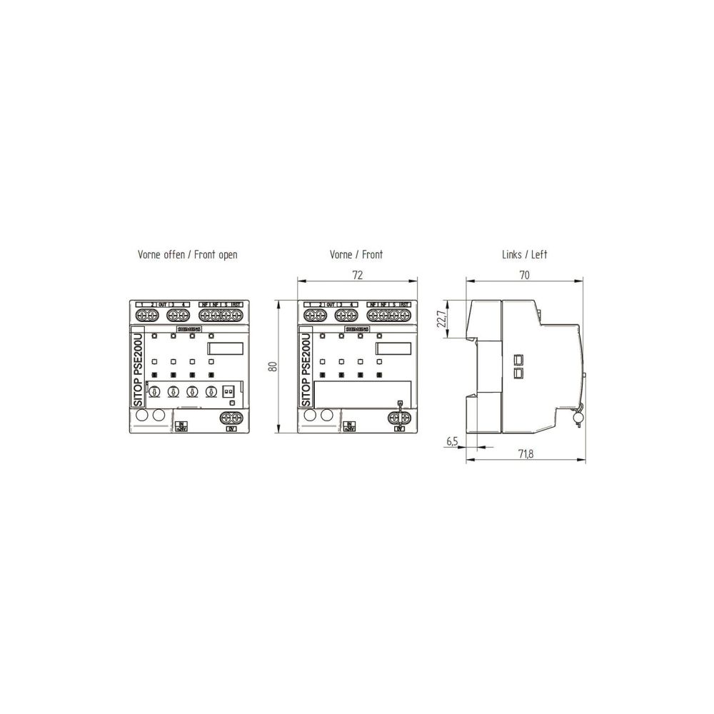 Siemens SITOP PSE200U Selektivitätsmodul 4-kanalig 10A 24VDC Schraubanschluss 80x... SIEMENS-6EP19612BA41 4025515153405 (Abb. 3)