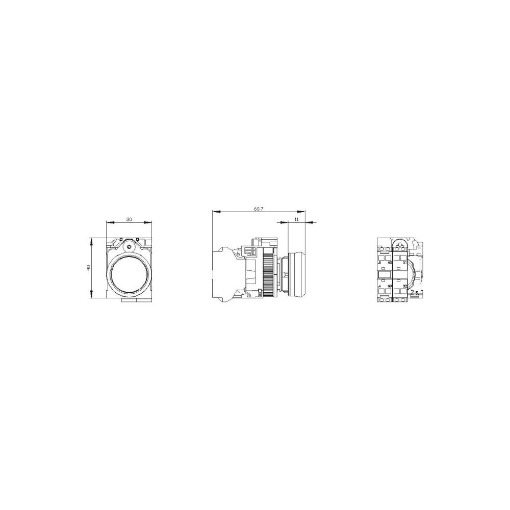 Siemens Drucktaster beleuchtet 22,3mm 24V 1 Schließer Kunststoff schwarz IP67... SIEMENS-3SU11020AB403BA0 4011209957220 (Abb. 2)