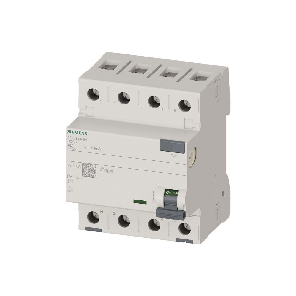 Siemens FI-Schutzschalter 5SV3344-6KL Typ A 40A 30mA 4-polig N-links 4TE 400V... SIEMENS-5SV33446KL 4001869430126 (Abb. 2)