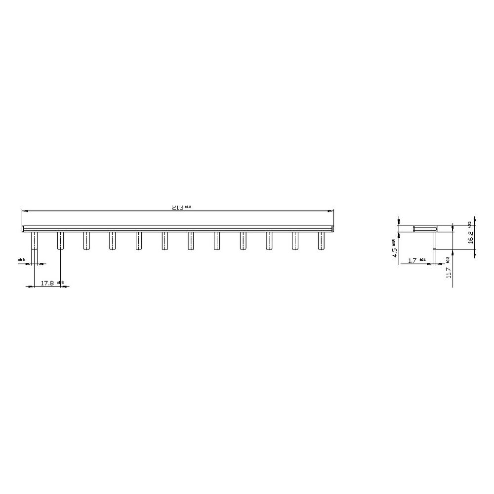 Siemens Sammelschiene 1-phasig Stift 214mm 16mm2 12TE isoliert schneidbar 5ST3700... SIEMENS-5ST3700 4001869209210 (Abb. 2)
