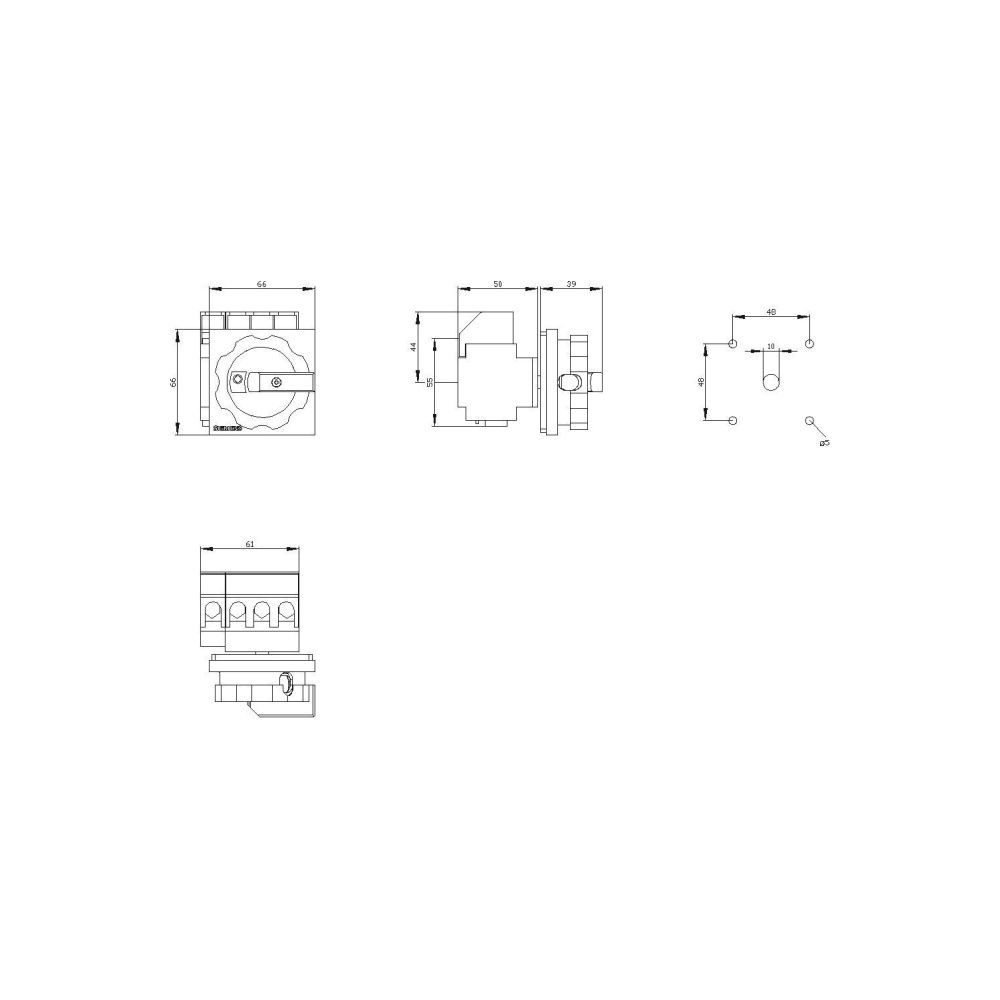 Siemens Not-Ausschalter 3LD21031TL53 4-polig 25A 10kW IP65 Frontbefestigung 4-Loc... SIEMENS-3LD21031TL53 4011209402935 (Abb. 2)