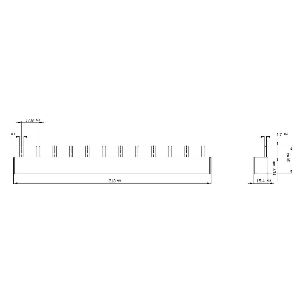 Siemens Sammelschiene 5ST3708 3-phasig 214mm 16mm2 12TE für 4 Geräte Stift... SIEMENS-5ST3708 4001869209296 (Abb. 2)