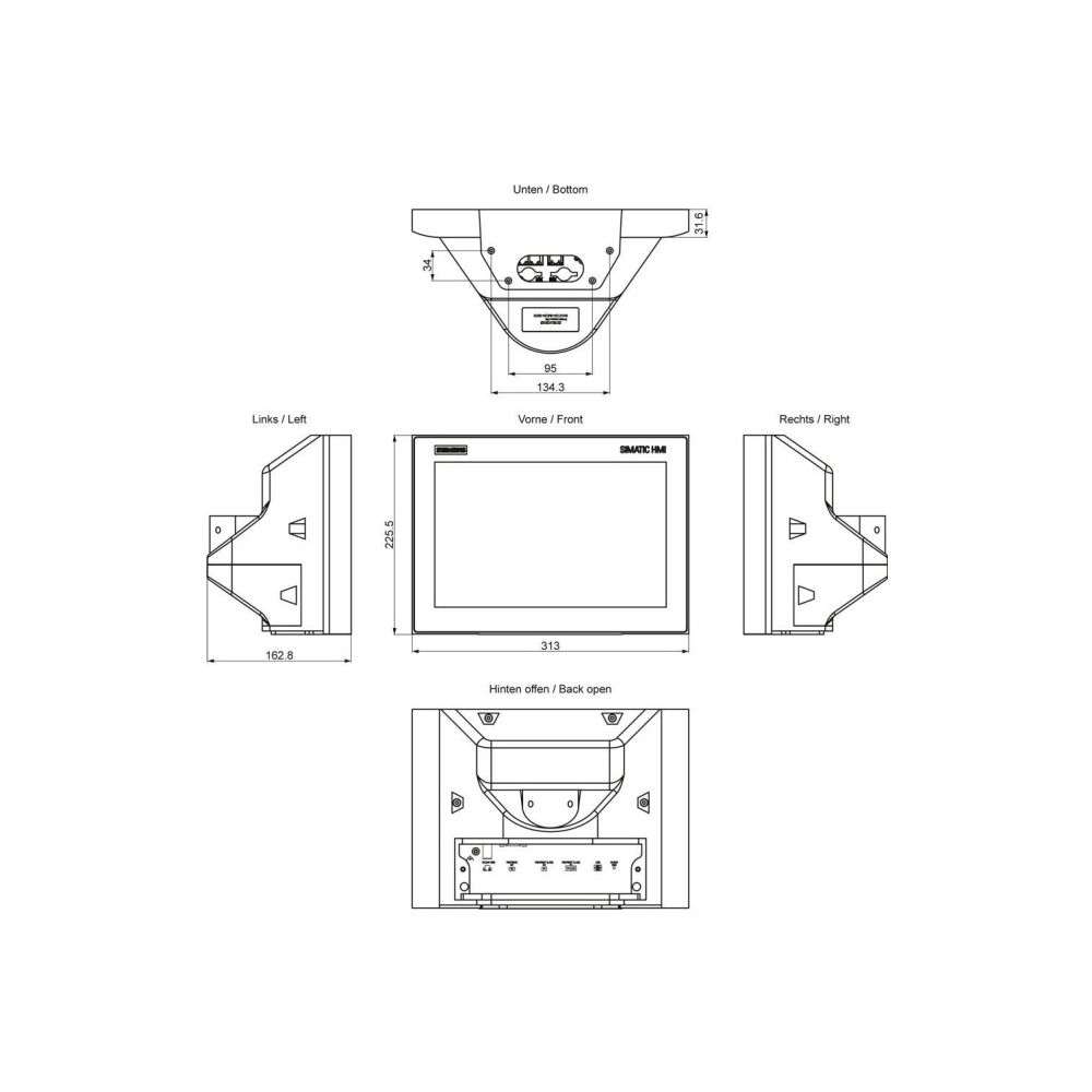 Siemens SIMATIC HMI TP1200 Comfort Pro 12,1" TFT Display 1280x800px IP65 19,2... SIEMENS-6AV21240MC240BX0 4047623409007 (Abb. 2)
