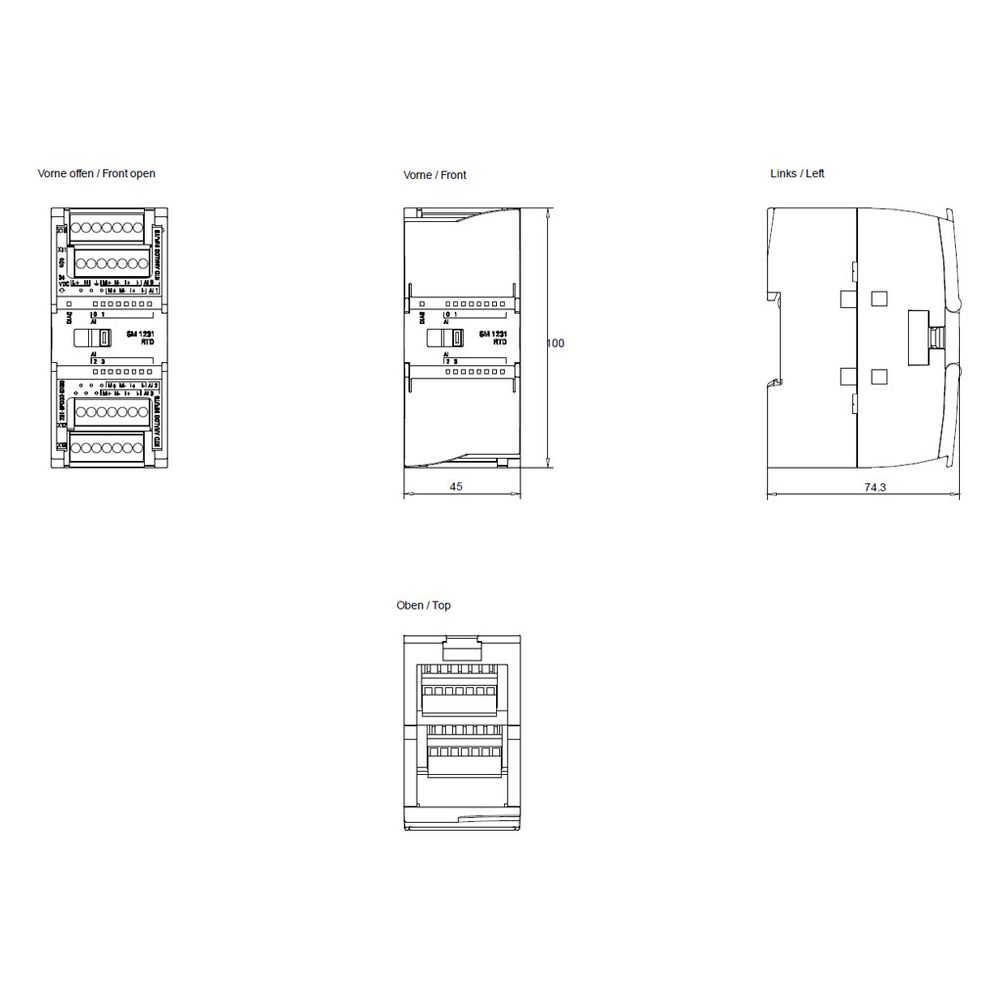 Siemens SIMATIC S7-1200 Analogeingabemodul SM 1231 RTD 4 AI 15 Bit 100x45x75m... SIEMENS-6ES72315PD320XB0 6940408101876 (Abb. 5)