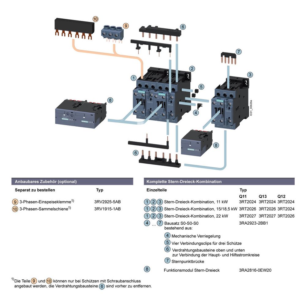 Siemens 3-Phasen-Sammelschiene 45mm Teilungsabstand für Leistungsschalter Baugröße ... SIEMENS-3RV19151AB 4011209504615 (Abb. 6)