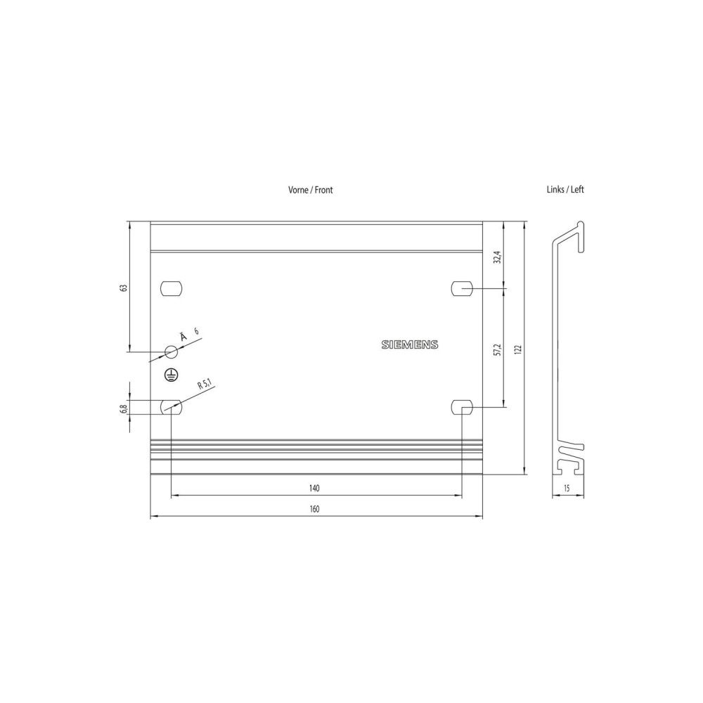 Siemens SIMATIC S7-300 Profilschiene Aluminium 160x122x2,5mm 6ES73901AB600AA0... SIEMENS-6ES73901AB600AA0 4025515061878 (Abb. 4)