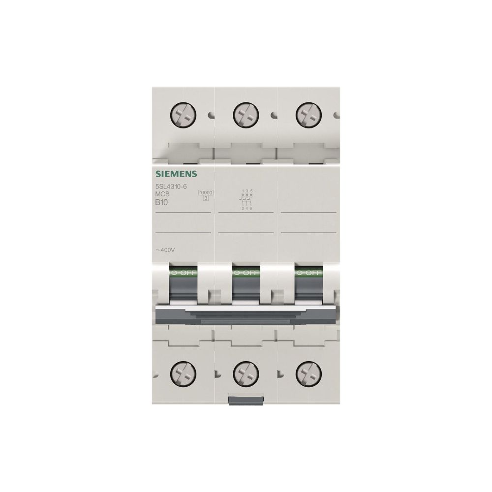 Siemens Leitungsschutzschalter 5SL4 3-polig B 10A 10kA 3TE 400V 5SL43106... SIEMENS-5SL43106 4001869439525 (Abb. 2)