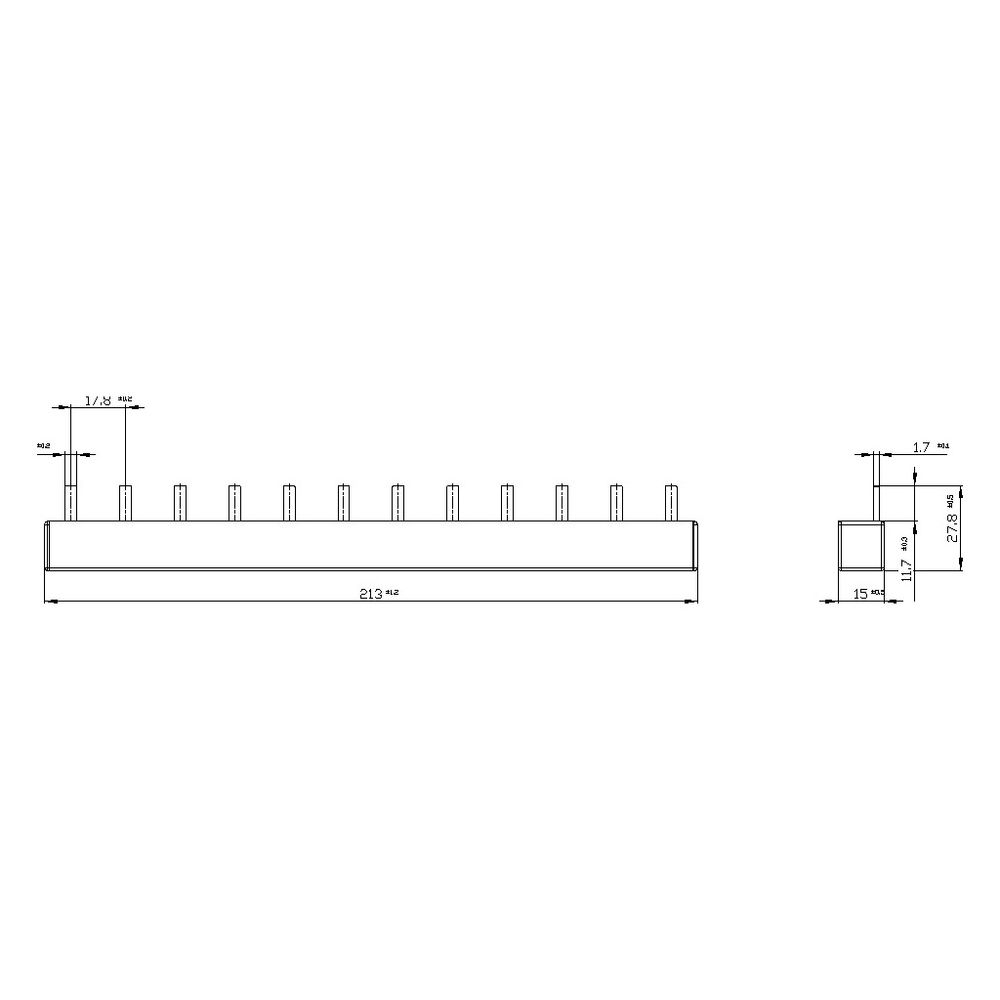 Siemens Stiftsammelschiene 5ST3738 3-phasig 10mm2 214mm 12TE isoliert... SIEMENS-5ST3738 4001869313078 (Abb. 2)