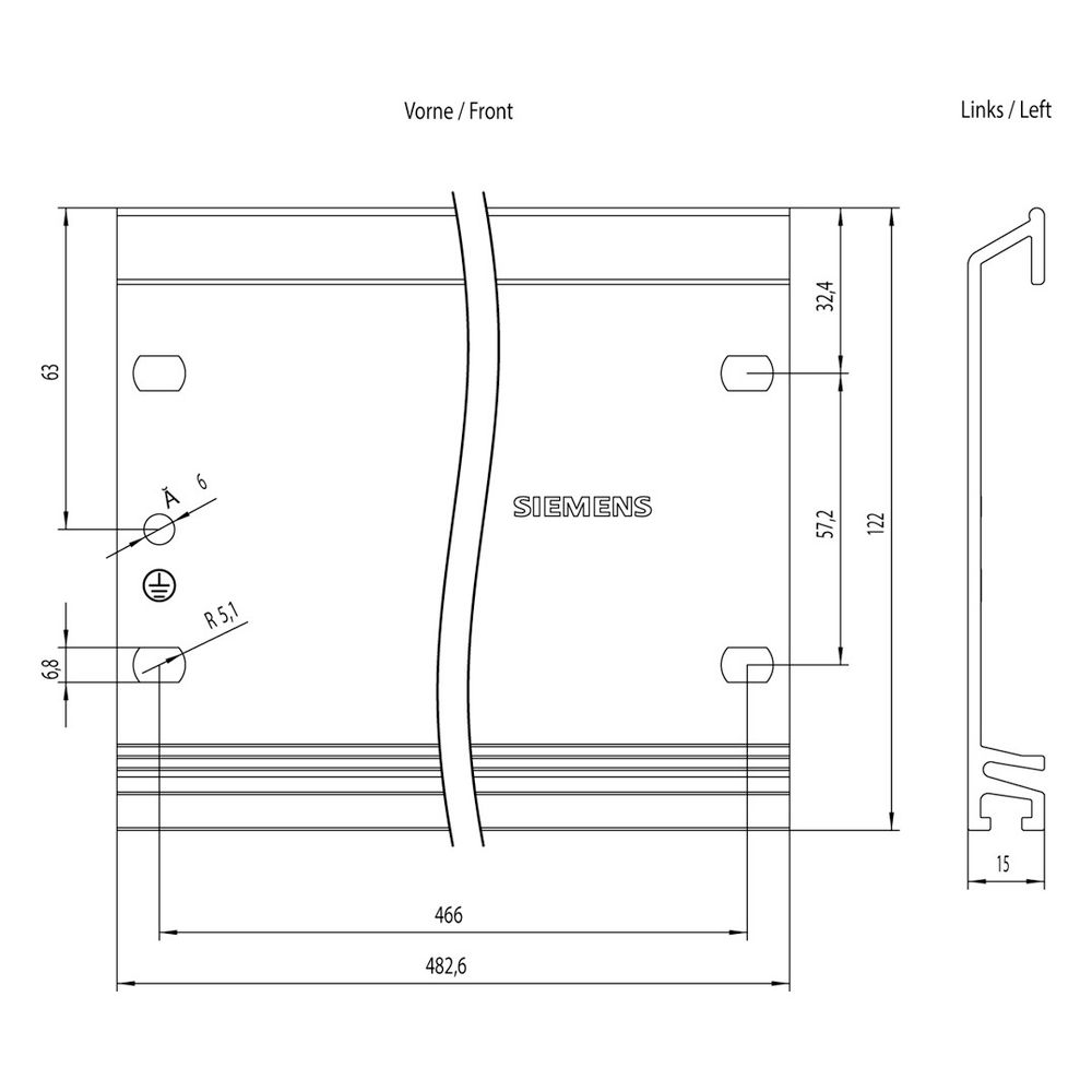 Siemens SIMATIC S7-300 Profilschiene Aluminium 482,6x122mm 6ES73901AE800AA0... SIEMENS-6ES73901AE800AA0 4025515061885 (Abb. 6)