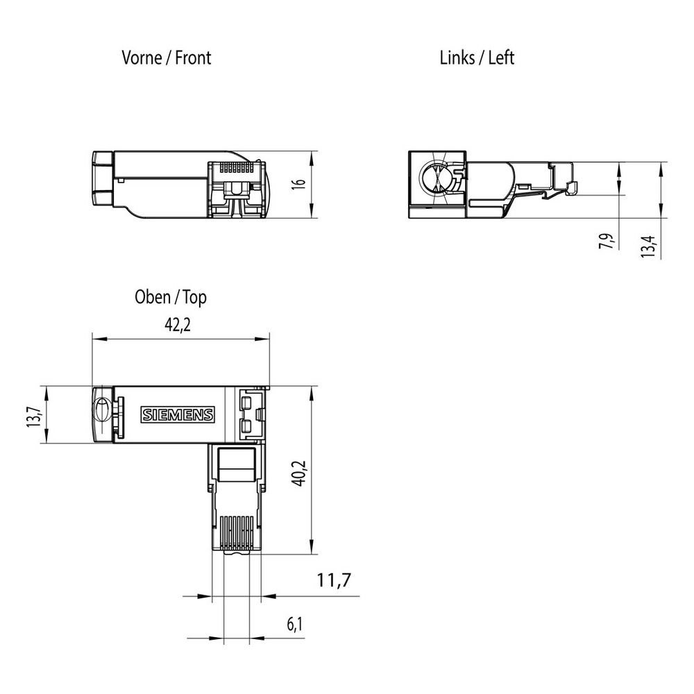 Siemens IE FC RJ45 Plug 90 FC-Stecker schnellkonfektionierbar 90 Grad Kabelab... SIEMENS-6GK19011BB202AA0 4019169403948 (Abb. 2)