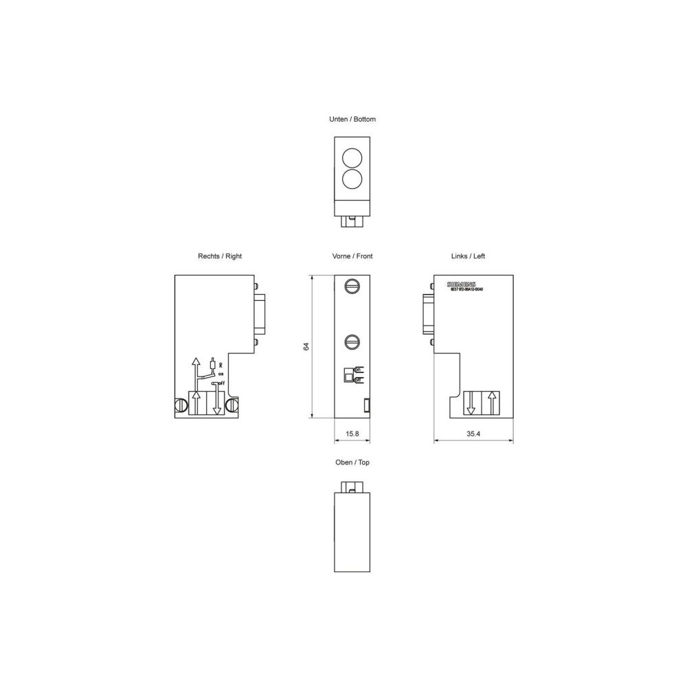 Siemens SIMATIC DP Busanschlussstecker RS 485 90 Grad 12Mbit/s IP20 15,8x64x3... SIEMENS-6ES79720BA120XA0 4025515067078 (Abb. 2)
