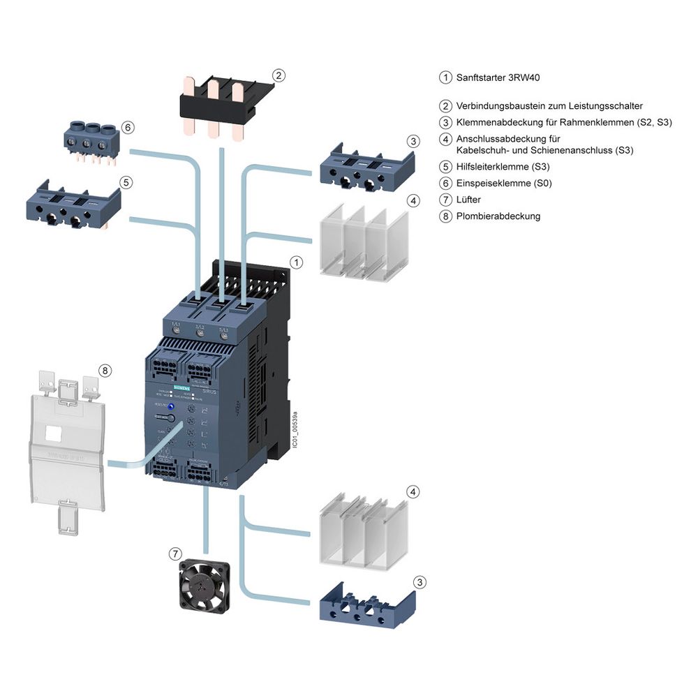 Siemens Sanftstarter SIRIUS 3RW4036-1BB14 S2 45A 22kW 200-480V 110-230VAC/DC Schr... SIEMENS-3RW40361BB14 4011209691841 (Abb. 8)