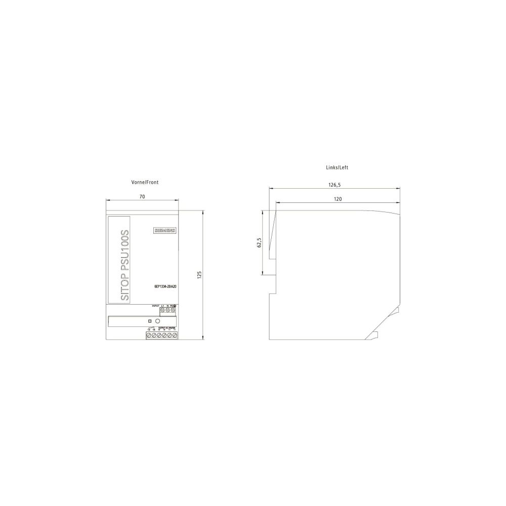 Siemens SITOP PSU100S Stromversorgung 24V 10A 288W 125x70x120mm IP20 Schraubansch... SIEMENS-6EP13342BA20 4025515153498 (Abb. 4)