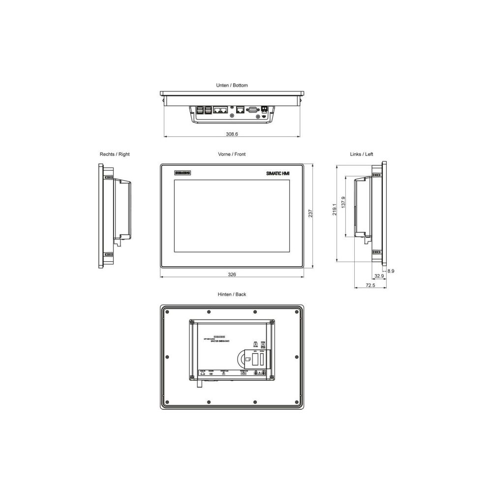 Siemens SIMATIC HMI MTP1200 Unified Comfort 12,1" TFT-Display 1.280x800 Pixel... SIEMENS-6AV21283MB060AX1 4047623411932 (Abb. 3)