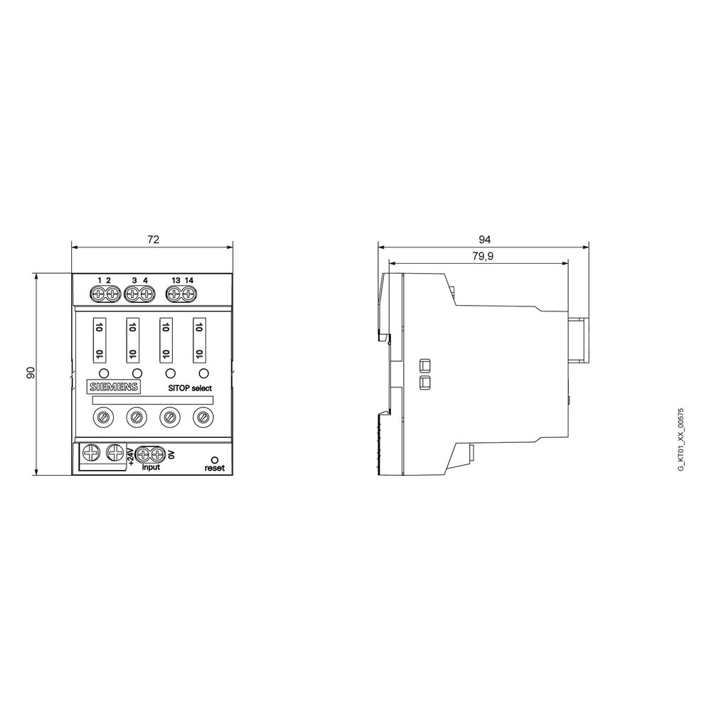 Siemens SITOP SELECT Diagnosemodul 4-fach 24V DC 10A Schraubanschluss 72x90x90mm ... SIEMENS-6EP19612BA00 4025515150640 (Abb. 5)