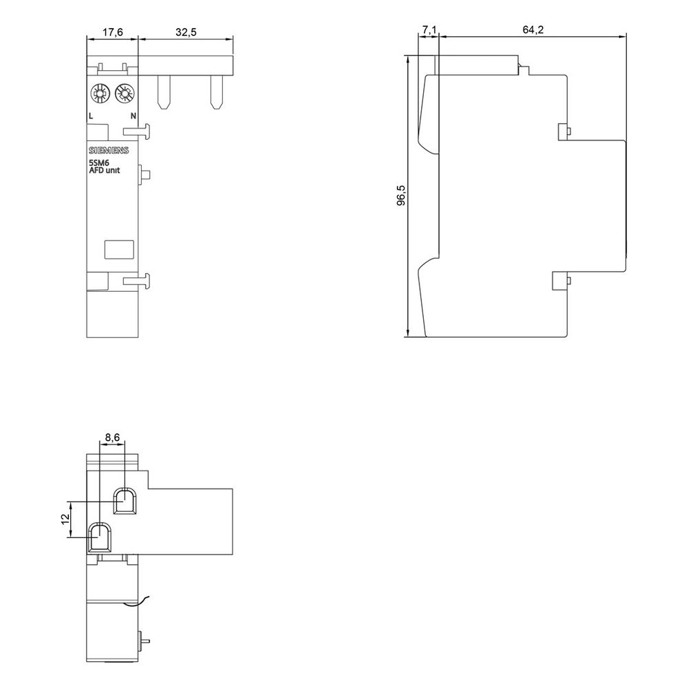 Siemens Brandschutzschalter-Block 16A 230V 1TE IP20 für LS und FI/LS-Schalter 5SM6021... SIEMENS-5SM60212 4001869525792 (Abb. 7)