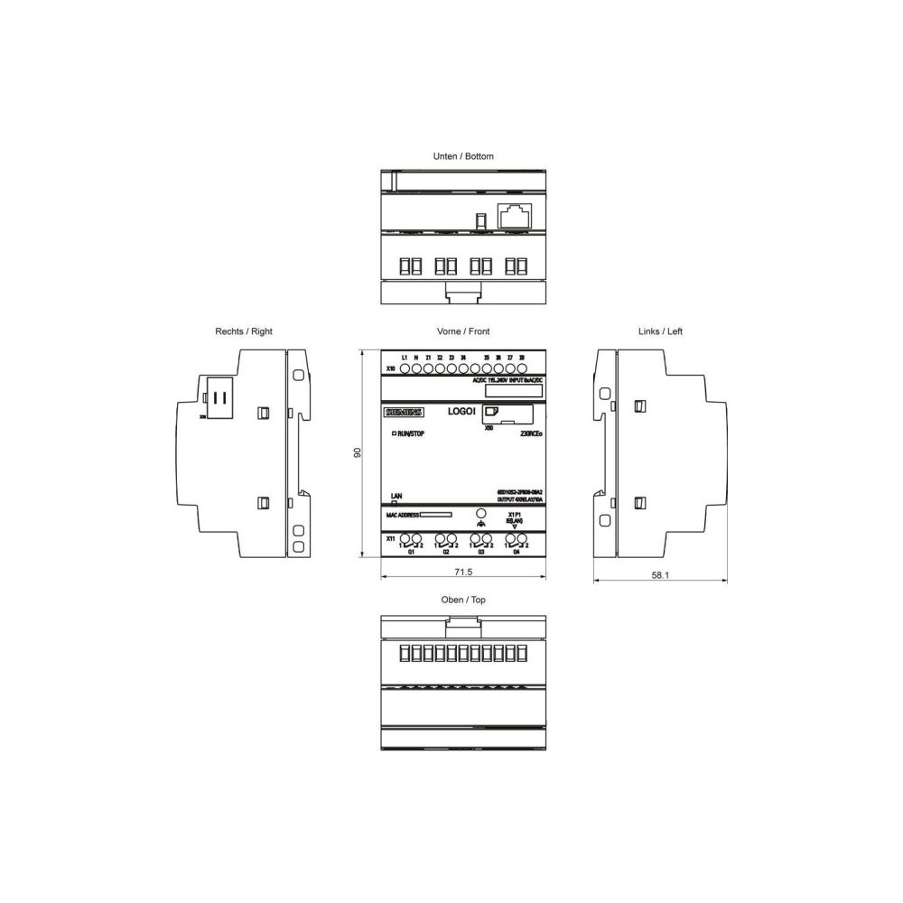 Siemens LOGO! 8.4 230RCEo Logikmodul 8DE/4DA Relaisausgang 10A Ethernet 90x71... SIEMENS-6ED10522FB080BA2 4034106034450 (Abb. 2)