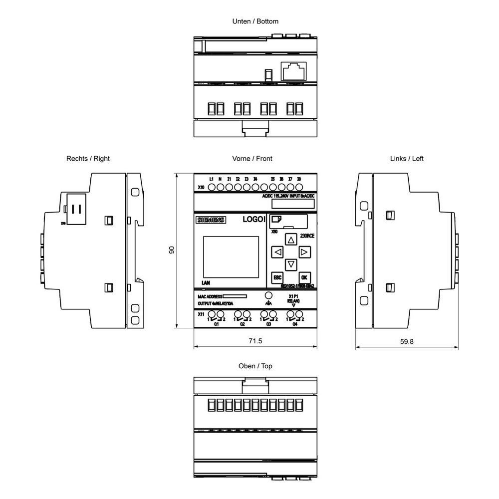 Siemens LOGO! 230RCE Logikmodul mit Display 8 digitale Eingänge 4 Relaisausgä... SIEMENS-6ED10521FB080BA2 4034106034436 (Abb. 5)
