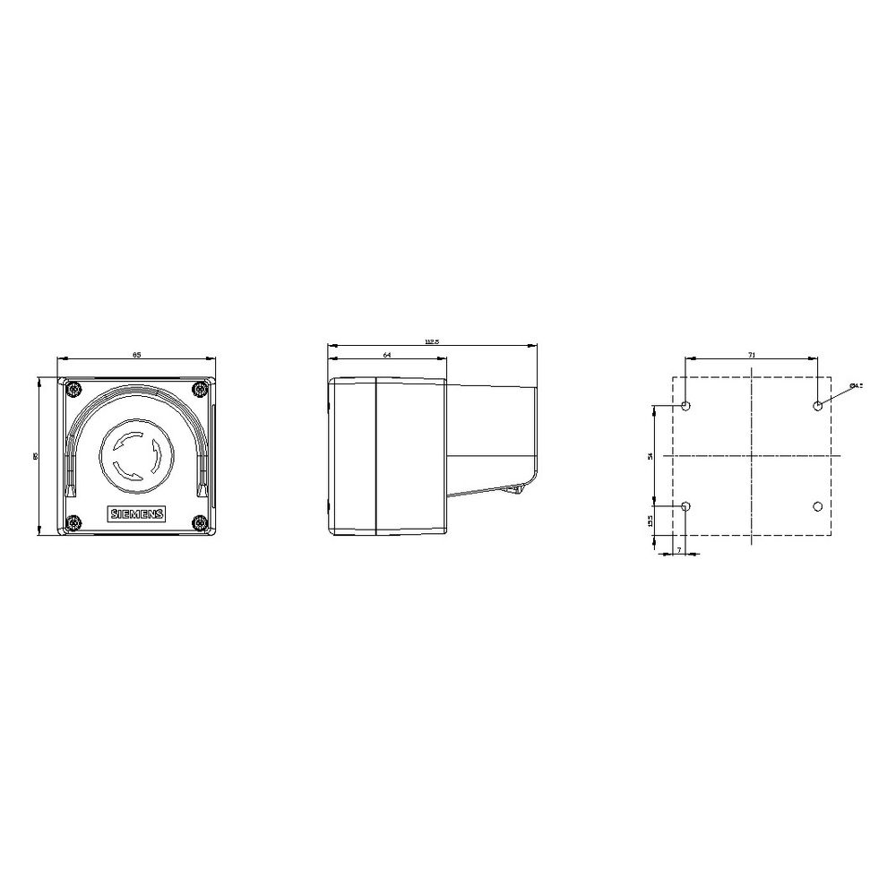 Siemens Gehäuse für Befehlsgeräte 1 Befehlsstelle Kunststoff Gelb IP67/IP69K ... SIEMENS-3SU18010NB002AC2 4011209969131 (Abb. 6)