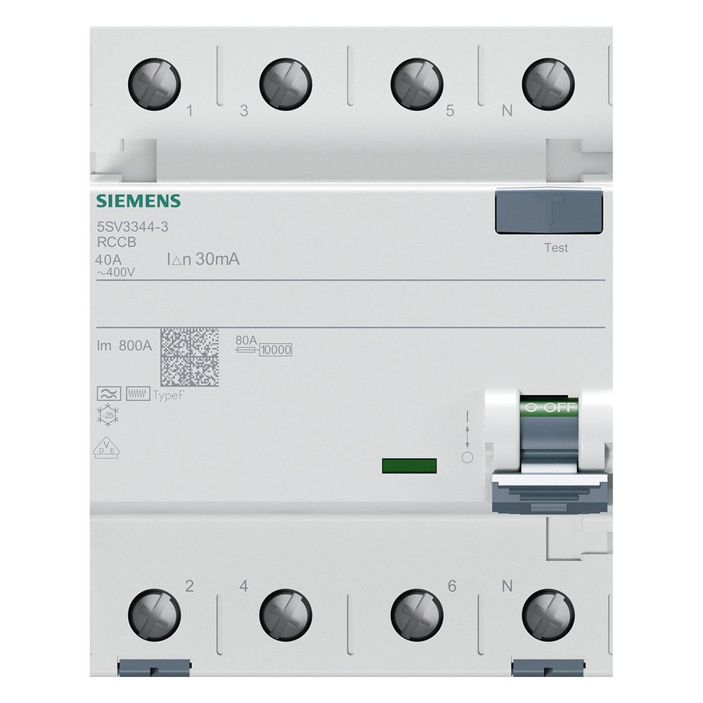 Siemens FI-Schutzschalter Siemens, 4-polig, Typ F, 40A, 30mA, 5SV3344-3... SIEMENS-5SV33443 4001869484464 (Abb. 9)