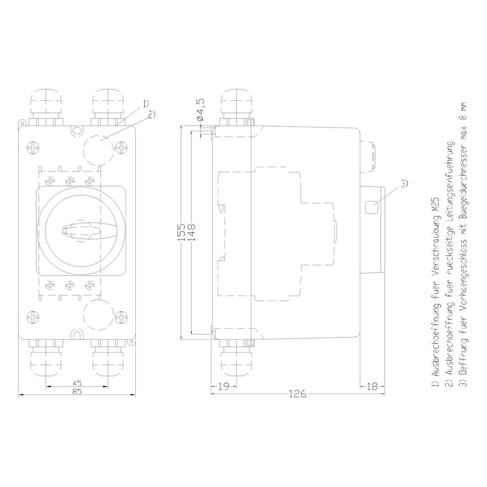 Siemens Aufbaugehäuse IP55 mit N- und PE-Klemme 155x85x126mm 3RV19231CA00... SIEMENS-3RV19231CA00 4011209517875 (Abb. 5)