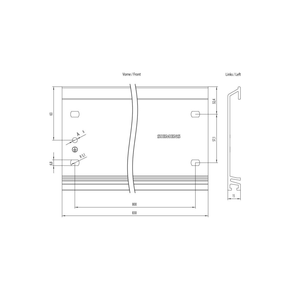 Siemens SIMATIC S7-300 Profilschiene Aluminium 830x122x2,5mm 6ES73901AJ300AA0... SIEMENS-6ES73901AJ300AA0 4025515061908 (Abb. 4)