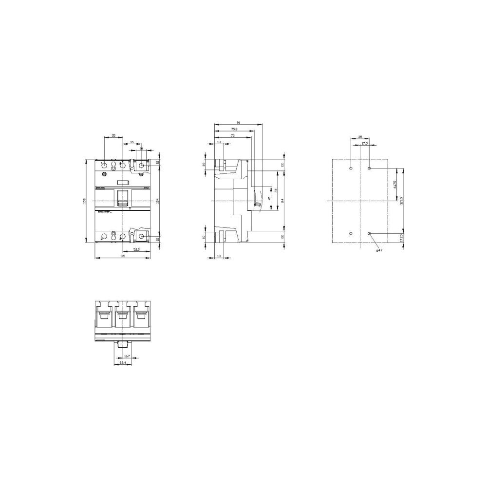 Siemens Lasttrennschalter 3VA1 250A 3-polig 690V IP40 158x105x70mm Schwarz 3V... SIEMENS-3VA12251AA320AA0 4042948800386 (Abb. 3)