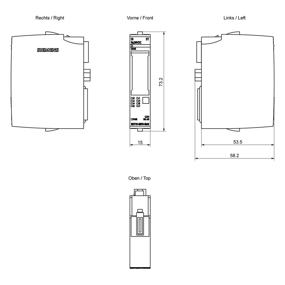 Siemens SIMATIC ET 200SP Digitales Eingangsmodul DI 8x24VDC 6ES71316BF010BA0... SIEMENS-6ES71316BF010BA0 4047623408598 (Abb. 6)