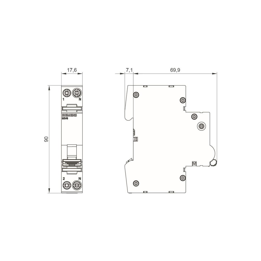 Siemens Brandschutzschalter AFDD-MCB 5SV6016-7KK16 2-polig C 16A 230V 1TE... SIEMENS-5SV60167KK16 4001869565071 (Abb. 2)