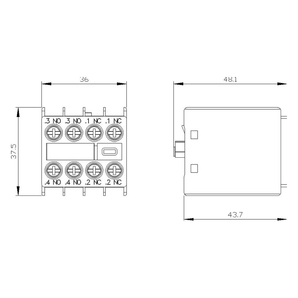 Siemens Hilfsschalterblock 2 Schließer 2 Öffner 6 A Schraubanschluss für Schü... SIEMENS-3RH29111FA220MA0 4011209900783 (Abb. 6)
