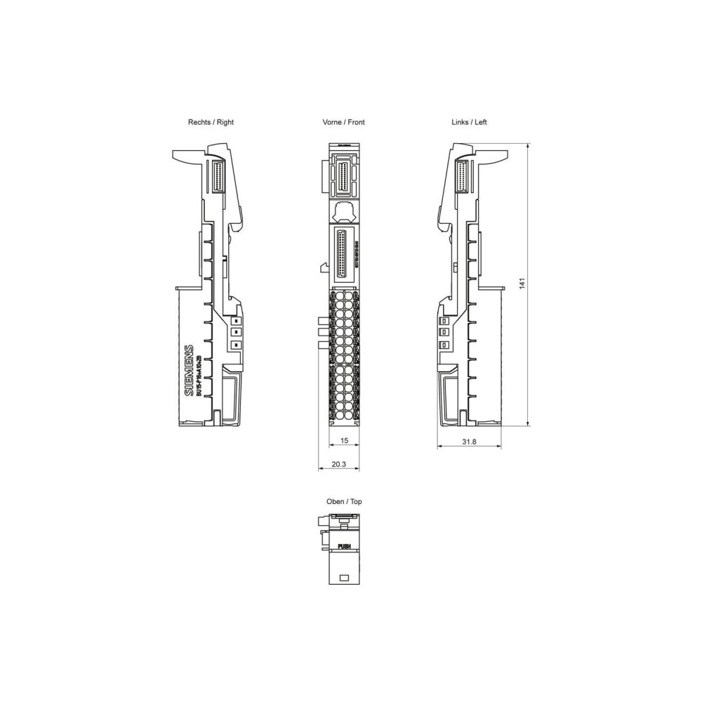 Siemens SIMATIC ET 200SP Baseunit BU15-P16+A10+2B 15x141mm 6ES71936BP200BA0... SIEMENS-6ES71936BP200BA0 4025515080862 (Abb. 2)