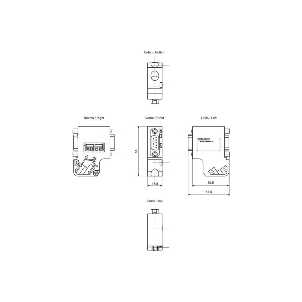 Siemens SIMATIC DP PROFIBUS Busanschlussstecker 35 Grad mit PG Buchse 15,8x54... SIEMENS-6ES79720BB610XA0 4047623406884 (Abb. 2)