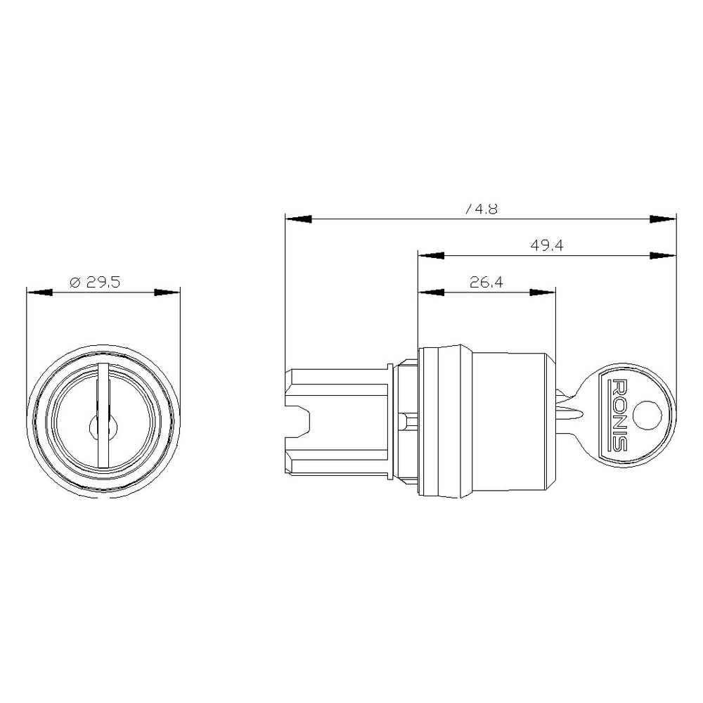 Siemens Schlüsselschalter RON 3 Schaltstellungen IP67/IP69K 22,3mm 49,4x29,5m... SIEMENS-3SU10004BL110AA0 4011209962552 (Abb. 3)