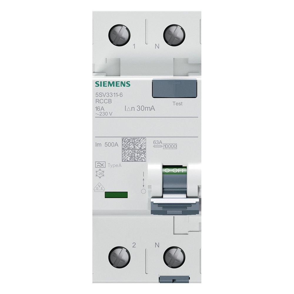 Siemens FI-Schutzschalter Typ A 16A 30mA 230V 2TE 90x36x70mm 5SV33116... SIEMENS-5SV33116 4001869429625 (Abb. 7)