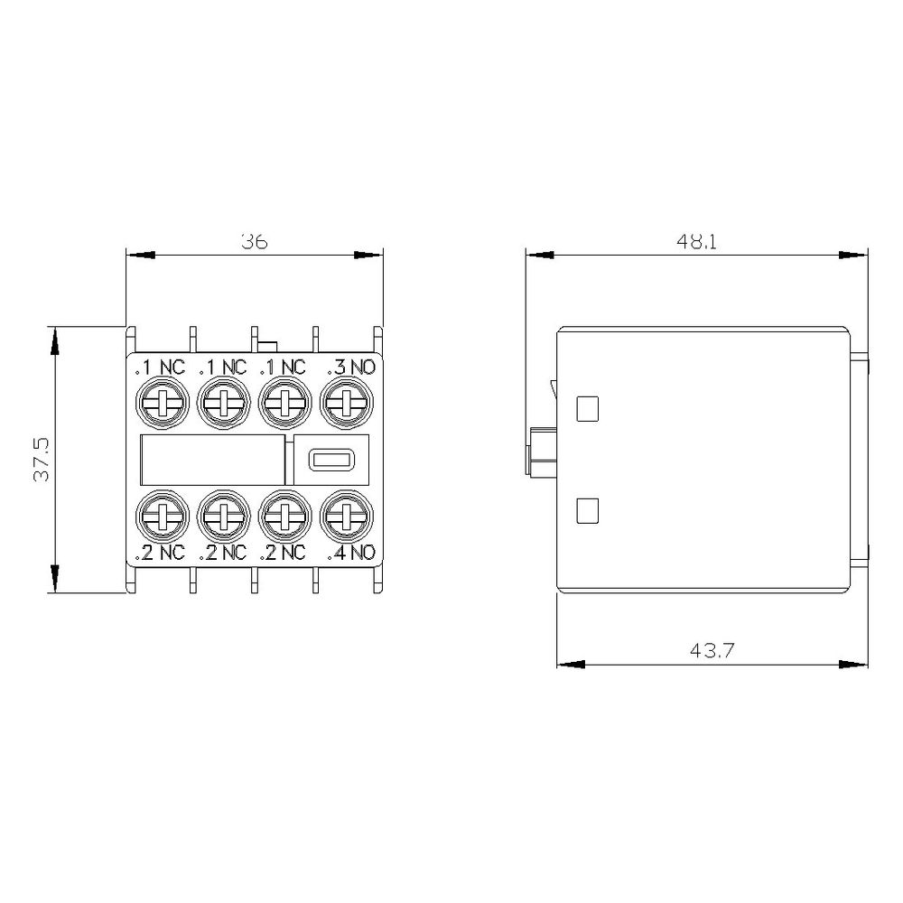 Siemens Hilfsschalterblock 1 Schließer 3 Öffner Baugröße S00-S3 Schraubanschluss ... SIEMENS-3RH29111HA13 4011209829343 (Abb. 7)