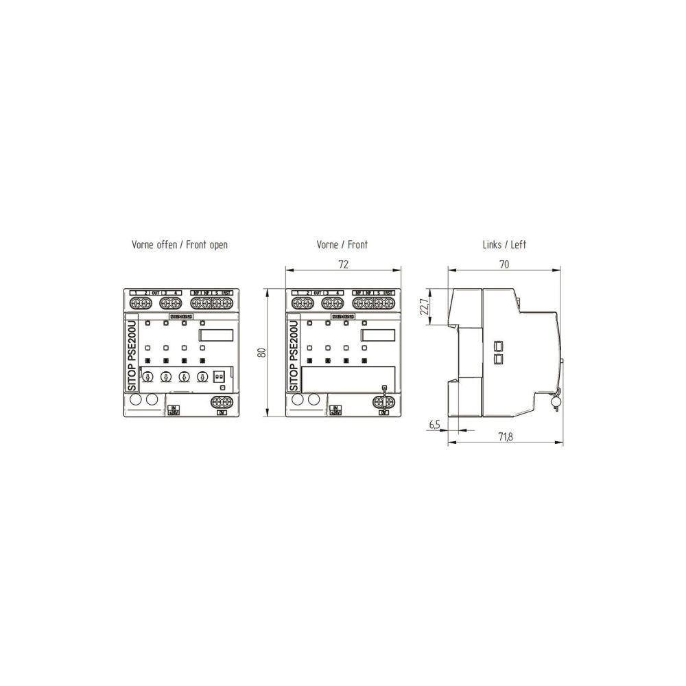 Siemens SITOP PSE200U Selektivitätsmodul 4-kanalig 24VDC 0,5A Schraubanschluss 80... SIEMENS-6EP19612BA31 4025515153399 (Abb. 3)