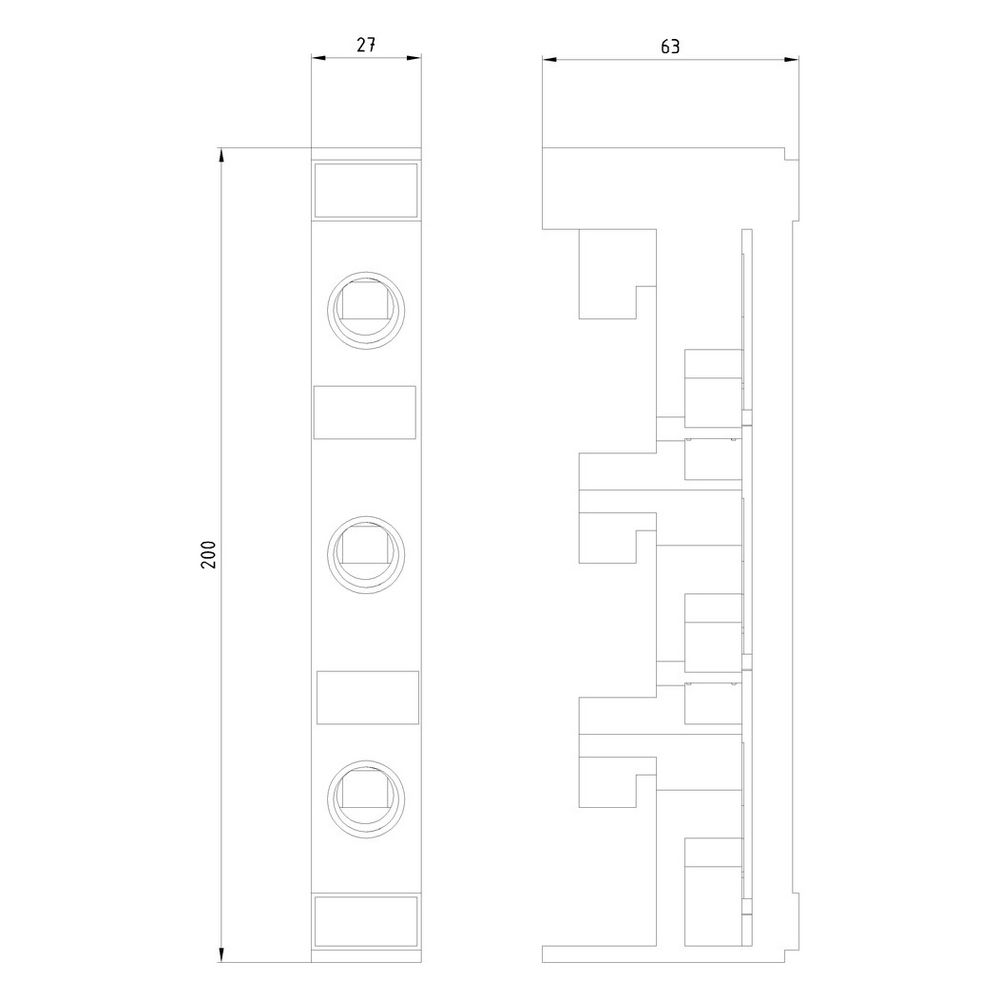 Siemens NEOZED-Reitersockel SR60 3P D02 63A 400V mit Abdeckung 5SG6206... SIEMENS-5SG6206 4001869392424 (Abb. 2)