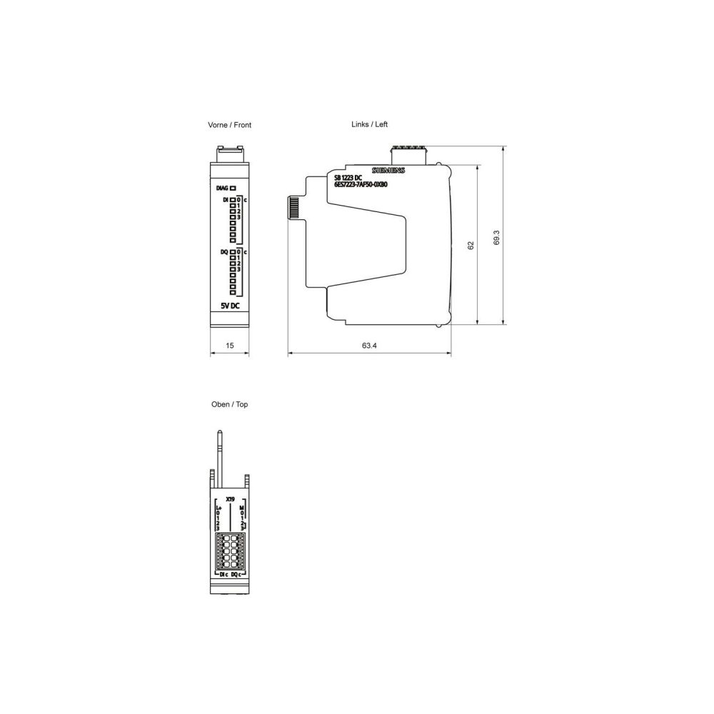 Siemens SIMATIC SB 1223 Signalboard 4x 5VDC Eingang 4x 5VDC Ausgang 15x62x63m... SIEMENS-6ES72237AF500XB0 4047623417217 (Abb. 2)