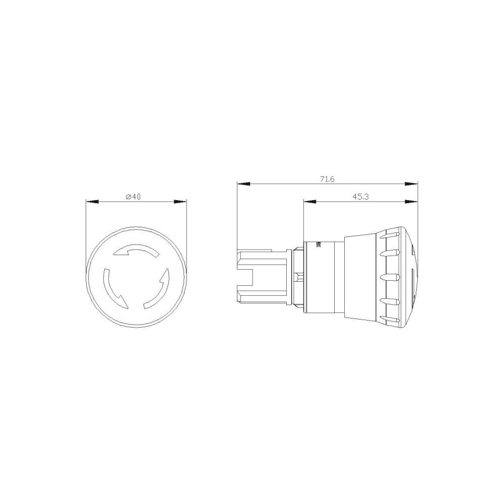 Siemens Not-Halt-Pilzdrucktaster 22,3mm rot verrastend Dreh-Entriegelung 40mm... SIEMENS-3SU10501HB200AA0 4011209946323 (Abb. 2)