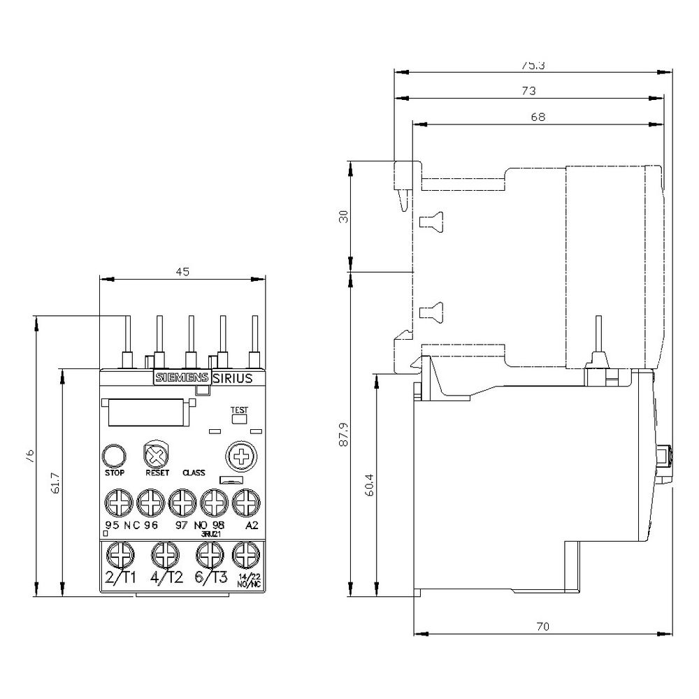 Siemens Überlastrelais 3RU2116-1DB0 2,2-3,2A CLASS 10 Baugröße S00 mit Hand- und A... SIEMENS-3RU21161DB0 4011209781627 (Abb. 3)
