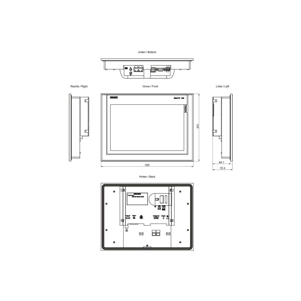 Siemens SIMATIC TP1200 Comfort Panel 12,1" TFT Widescreen 1280x800 IP65 19,2-... SIEMENS-6AV21240MC010AX0 4025515079002 (Abb. 2)